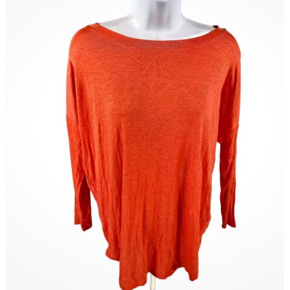 NWT LOFT Womens Long Sleeve Orange Red Thin TShirt XS